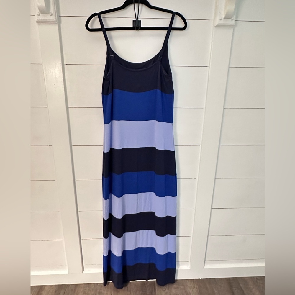 TOMMY BAHAMA M Blue striped spaghetti strap stretch cozy maxi dress Joanna Krupa - Picture 3 of 12